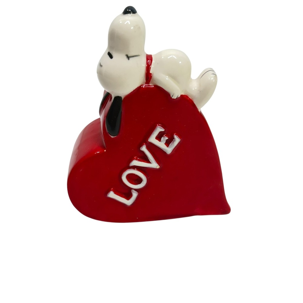 Vintage Snoopy Peanuts Heart Love Ceramic Planter Determined Productions 1966